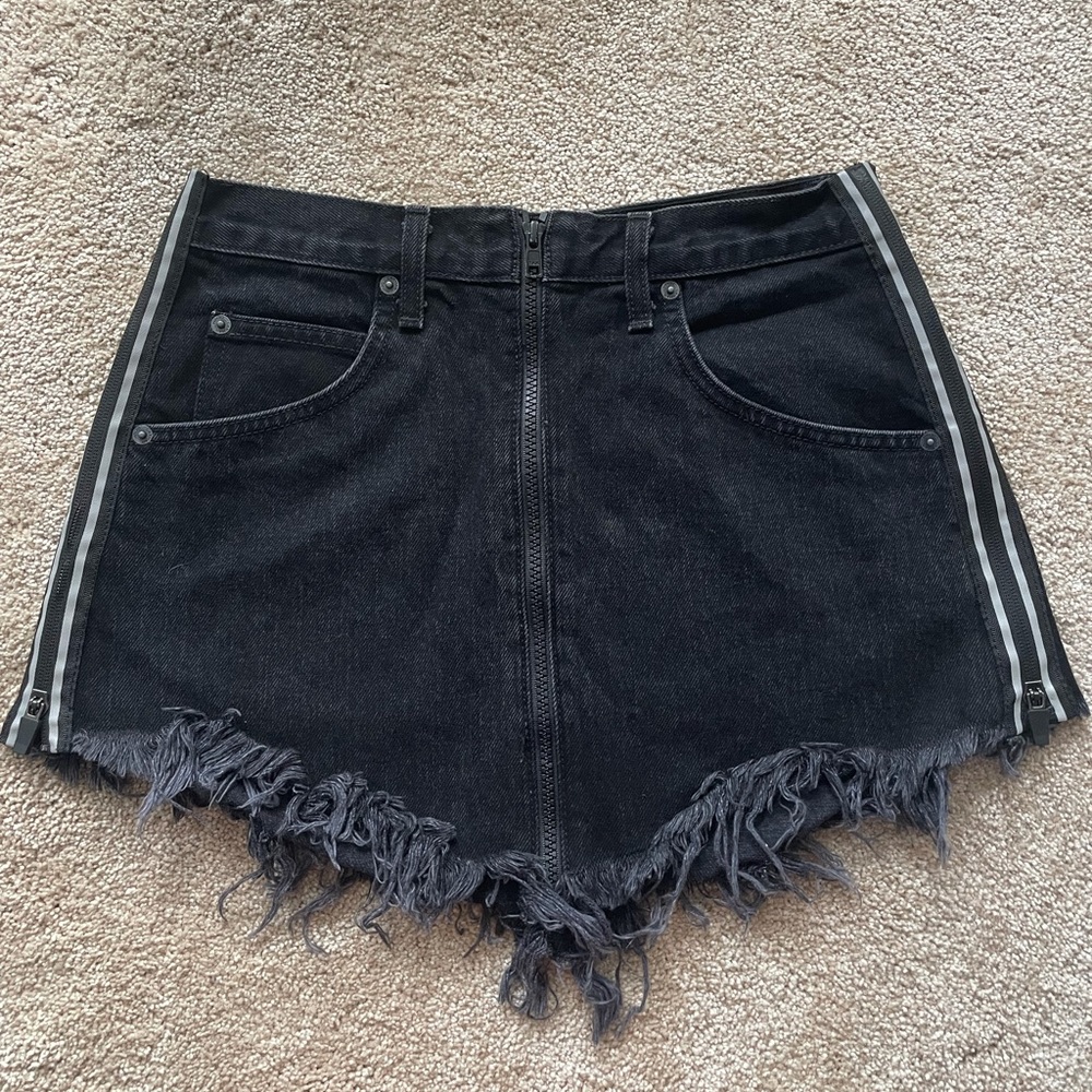 Carmar Black Denim Zip up Skirt